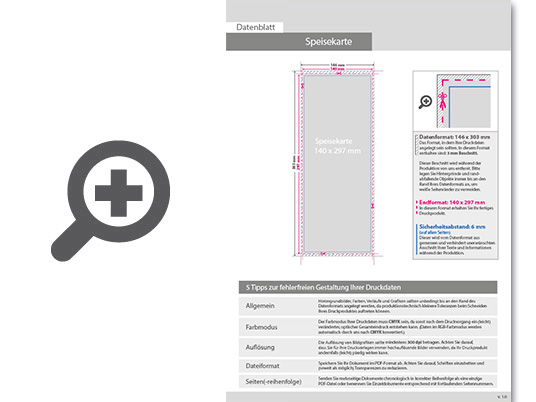 Product Bild speisekarte_mit_3-fach_drahtheftung__endformat_14_0_cm_x_29_7_cm__20-seitig
